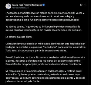 María José Pizarro, vía X