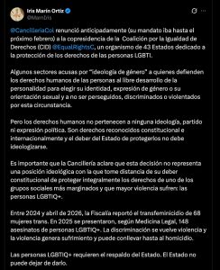 Defensora del Pueblo, Iris Marín, vía X.