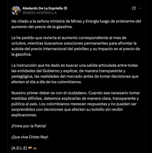 Reunión de Abelardo de la Espriella y María Nohemí Arboleda, ministra de Minas y Energía