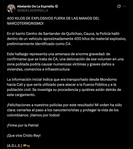 Abelardo de la Espriella, vía X