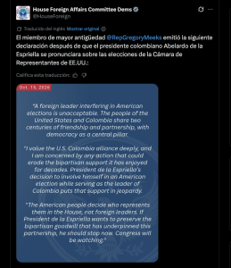 Comité de Asuntos Exteriores de la Cámara de Representantes de Estados Unidos, vía X