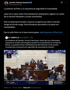 Jennifer Pedraza, vía X
