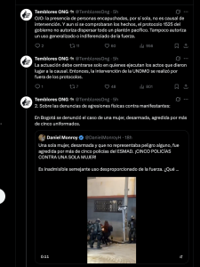 ONG Temblores, vía X