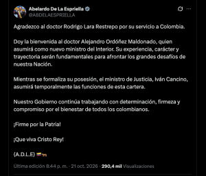 Abelardo de la Espriella, vía X