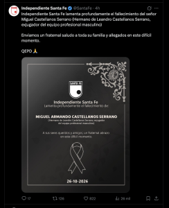 Mensaje de solidaridad a Leandro Castellanos por el asesinato de su hermano, Miguel.