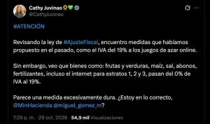 Catherine Juvinao, vía X