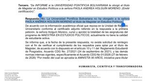 Respuesta de la UPB sobre el caso Paola Holguín